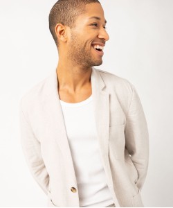 Veste de costume homme en lin mélangé[MISSING]